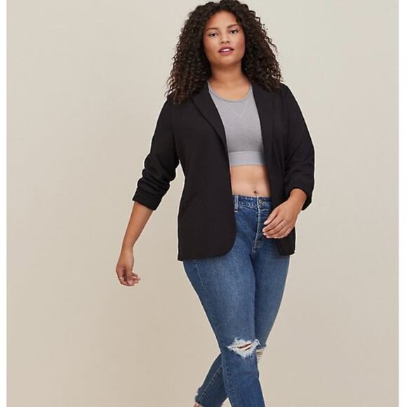 Torrid Black Jersey Knit Open Front Blazer - Picture 4 of 10
